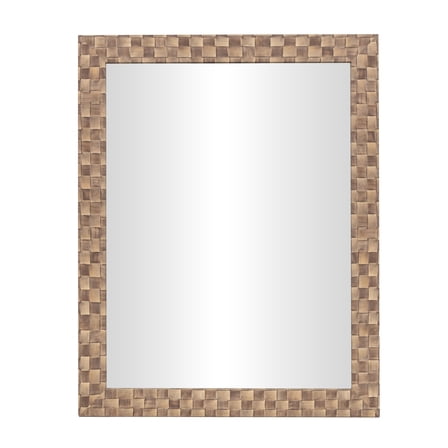 DecMode 22" x 28" Brown Wall Mirror with Checkered Pattern Frame