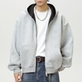thumbnail image 2 of KHONTS Zip up Reversible Hoodies for Men Long Sleeve Casual Fall Winter Comfort Fashion Unisex Jacket Coat Light Gray XL, 2 of 7