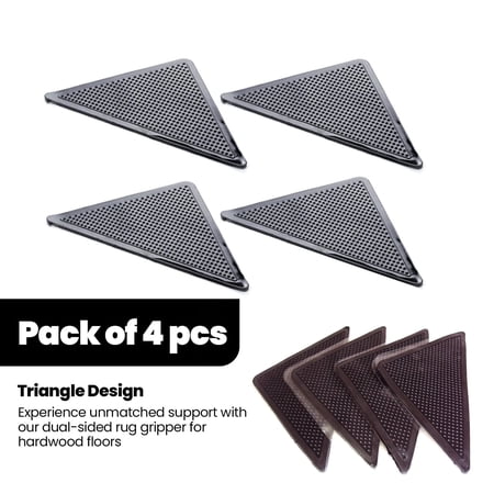 Muddy MatÂ® Heavy Duty Non-Slip Reusable Rug Corner Pads - Double-Sided Adhesive Pad for Corners and Sides on Hardwood Floors, Area Rugs - Keep Your Rug in Place (Pack of 4)