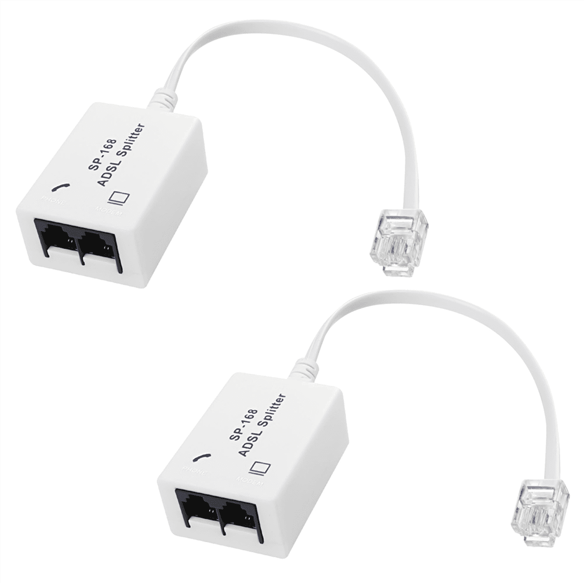 2Pcs DSL Filter Splitter ADSL for Phone Line Male to 2 Female RJ11 6P4C/6P2C Telephone Modem Converter Adapter