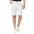 thumbnail image 1 of INSPIRE CHIC Men's Shorts Slim Fit Plaid Button Lightweight Twill Shorts 34 White, 1 of 7