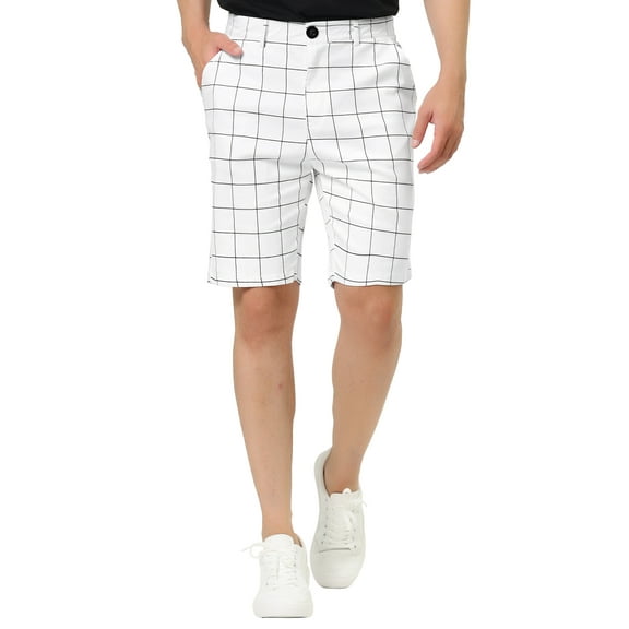 INSPIRE CHIC Men's Summer Plaid Shorts Slim Fit Dress Checked Short Pants