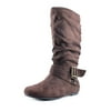 Chely-6 Wide calf Women Synthetic Brown Mid Calf Boot