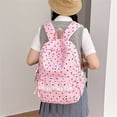 thumbnail image 3 of Women's Pink Polka Dot Backpack with Lace Bow, Cute Nylon Daypack for Teens Ladies, Lightweight Water Resistant School Bag for College Travel Daily Use, 3 of 5