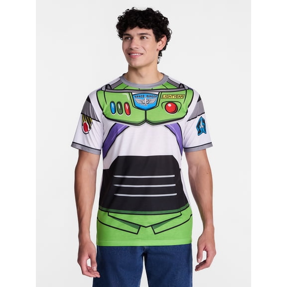 Toy Story Men's and Big Men's Buzz Lightyear Graphic Cosplay Tee and Beanie Set, 2-Piece, Sizes XS-3XL