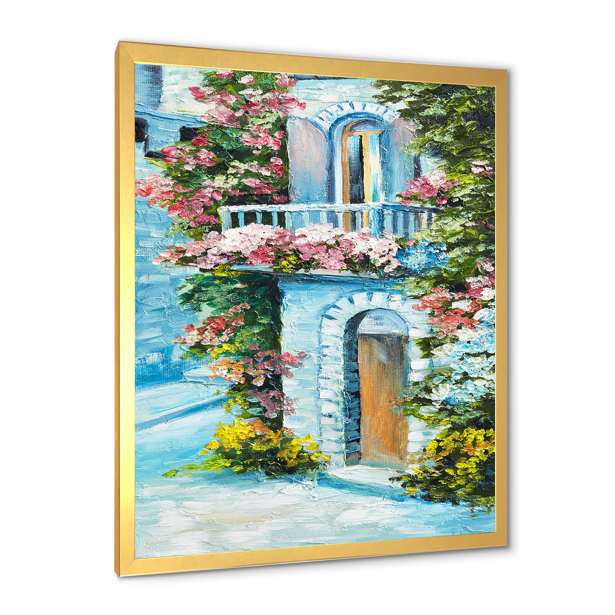 Designart 'House With Colorful Flowers Near The Sea II' Traditional Framed Art Print