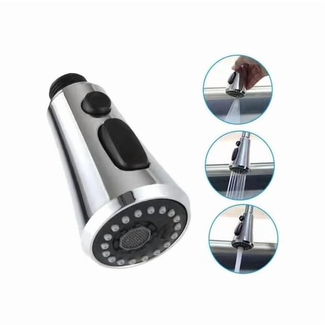 Kitchen Sink Silver Retractable Faucet Sprayer Replacement Part - Pull-Out Extender Nozzle Accessory for Sink Faucet