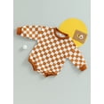 thumbnail image 3 of Bagilaanoe Newborn Baby Boy Girl Romper Sweatshirt Long Sleeve Bodysuit Checkerboard Print Pullover 6M 12M 18M 24M Infant Casual Tee Tops, 3 of 8