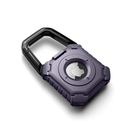 Dexnor Cases for AirTag Holder Air Tag Case with Carabiner & Locking Design Shockproof Anti-Scratch TPU Covers Holders with Open Face & Raised Edge for Keys Pets Luggage Purple