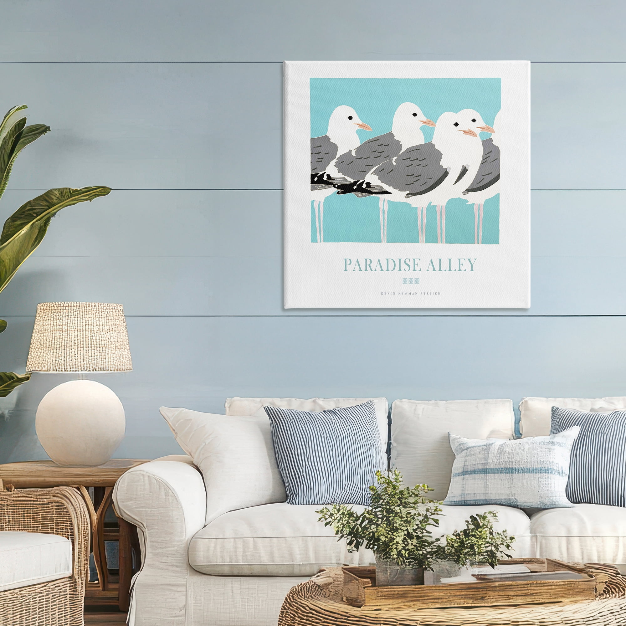 Stupell Industries Paradise Alley Seagull Gathering Canvas Wall Art, design by Jadei Graphics