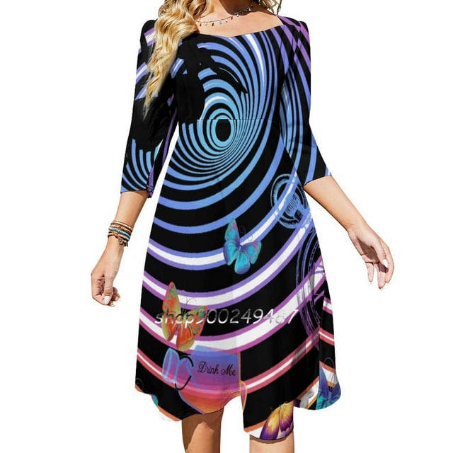 Down The Rabbit Hole Sweetheart Knot Flared Dress Fashion Design Large Size Loose Dress In Tea Party Lewis Carroll Book