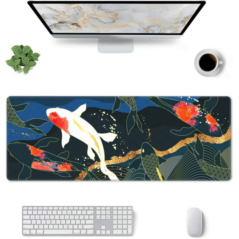 Large Mouse Pad for Desk, Funny Gifts Japanese Koi Fish Gaming Mouse Pad  XL, Long Keyboard Mat for Women Office, Extended Big Cute Desk Pad for  Keyboard and Mouse with Nonslip Base