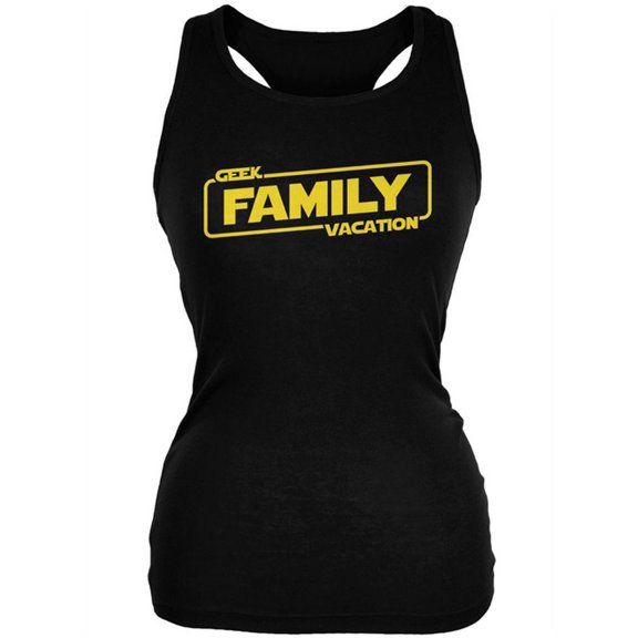 Geek Family Vacation Juniors Soft Tank Top Black X-LG