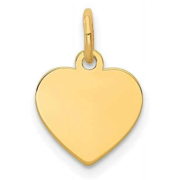14k Yellow Gold Solid Polished Plain .013 Gauge Engraveable Love Heart Disc Charm 16x10mm Wide Pendant Necklace for Wome