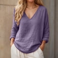thumbnail image 2 of WERYOUNG Womens T Shirts Summer Casual Loose Fit Linen Long Sleeve Knit Tee Lightweight T-Shirts For Everyday Wear Versatile Top L, 2 of 6