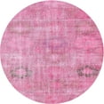thumbnail image 1 of Ahgly Company Machine Washable Indoor Round Contemporary Neon Hot Pink Area Rugs, 5' Round, 1 of 7
