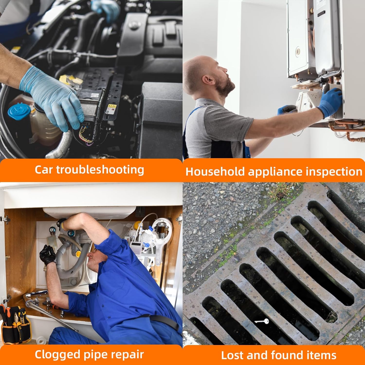 Endoscope Camera, 1920P HD Digital Borescope with 4.3" IPS Screen, No App No WiFi Endoscope with 8 Adjustable LED Lights, IP67 Semi-Rigid Cable Waterproof Drain Camera (16.4ft/5m)