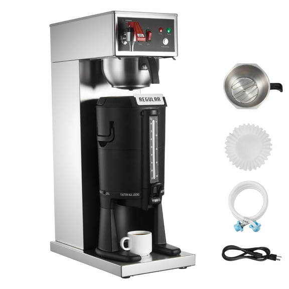 KFFKFF Commercial Drip Coffee Maker with 2.5 L Thermal Carafe, Brews 16-17 Cups, Keeps Coffee Warm for 4 Hours, Stainless Steel Design with Automatic Water Filling, Ideal for Restaurants, Offices