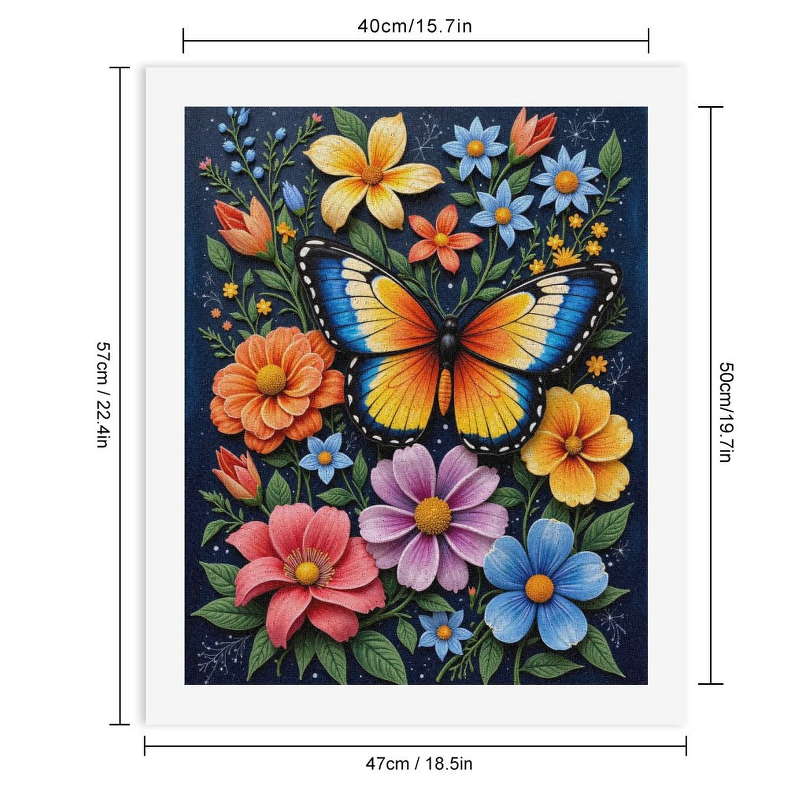 Paint By Numbers Kit for Adults Beginner - DIY Vibrant Butterfly Floral Art Canvas Painting Kits for Adults, Frameless Paint By Number for Adults for Home Wall Decor 16x20 Inch