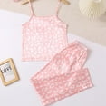 thumbnail image 2 of Uccdo 2Pcs Little Girls Satin Silk Pajama Set, Big Girls Summer Clothes Crop Tops+Pants Sleepwear, 7-12T, 2 of 6