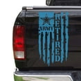thumbnail image 1 of Retired Army Veteran Distressed American USA US Flag Truck Tailgate Vinyl Decal Compatible with most Pickup Trucks - U.S. Army Sticker USAF USMC US Navy Decal (11" x 20", Ice Blue), 1 of 8