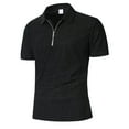 thumbnail image 4 of Ceisia Men's Slim Fit Short Sleeve Zip-Up Polo Shirt Turn-Down Collar Textured Fabric Spring Summer Shirt Gift, 4 of 9