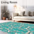 thumbnail image 2 of ODIKA 6x9 Machine Washable Non-Slip Area Rug, Chic Boho Latticework with Flourishing Petal Emblems Ultra Soft Rug, None, 533555, 2 of 7