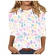 thumbnail image 3 of TaTaai 3/4 Sleeve Easter Top for Women Printed Round Neck Casual Loose Fit T Shirt Fashion Pullover Soft Stretchy Comfortable Blouse for Spring Daily Party Gift, 3 of 5