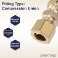 thumbnail image 3 of LTWFITTING No Lead 3/8-Inch OD Compression Union, Brass Compression Fitting (Pack of 5), 3 of 4