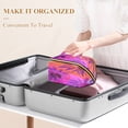 thumbnail image 4 of Iauyy Rhombus Cosmetic Bag with Handle Large Capacity Luxury Twill Travel Makeup Bag ,Pinkish-purple Palm Tree, 4 of 8