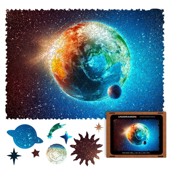 UNIDRAGON Wooden Puzzle Planet Earth 500 Pieces KS Space View