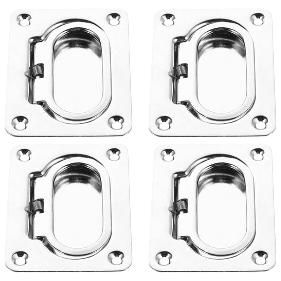 OUNONA 4-Pack Heavy Duty Stainless Steel Marine Handles with Flush Pull Hatch for Kayaks, Boats, and Marine Equipment