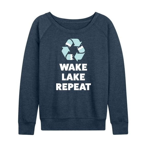 Instant Message - Wake Lake Repeat - Women's Lightweight French Terry Long Sleeve Shirt