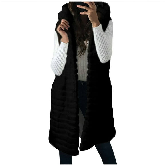 Wyzesi Leather Jacket Women Tall Womens -Fur' Short Hooded Vest Sleeveless Waistcoat Body Warmer Jacket Coat Outwear Fall Coats For Girls Black Lightweight Jacket Women Big And Tall