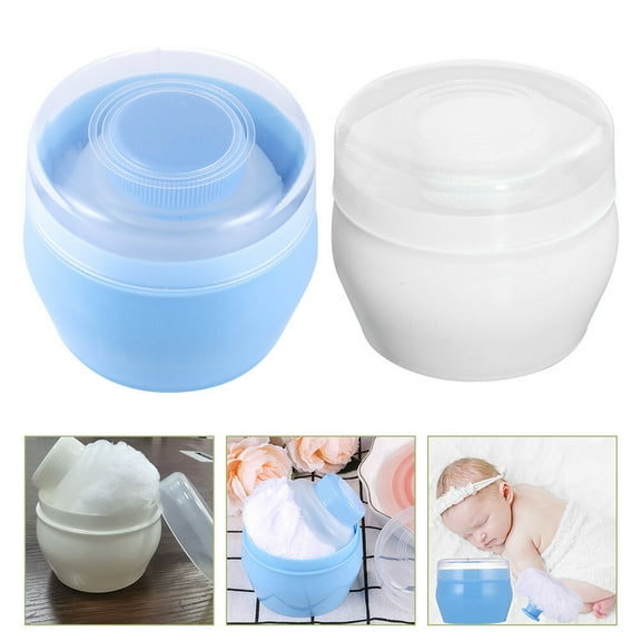 UNOMOR 2pcs Powder Storage Holder Blue Composite Material for Baby Care