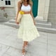 thumbnail image 2 of Gibobby faldas largas de mujer casuales Falda a media pierna con cintura elástica y estampado de lunares para mujer Falda de princesa hinchada(Beige， L), 2 of 5