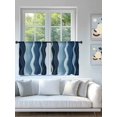 thumbnail image 4 of Sheer Curtains 45 Inch Length 2 Panels Set for Kitchen, Abstract Blue Moire Semi Sheer Curtains for Windows, Gradient Coastal Ocean Geometric Waves Voile Window Treatments Rod Pocket Curtain, 4 of 7