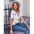 thumbnail image 5 of SWQZVT Womens Summer Tops Casual Short Sleeve V Neck Shirts Business Dressy Work Blouses, 5 of 6