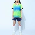 thumbnail image 3 of Alvivi Youth Basketball Jersey Outfits Kids Boy Girl T-Shirts with Shorts for School PE Training Fluorescent_Green 11-12, 3 of 7