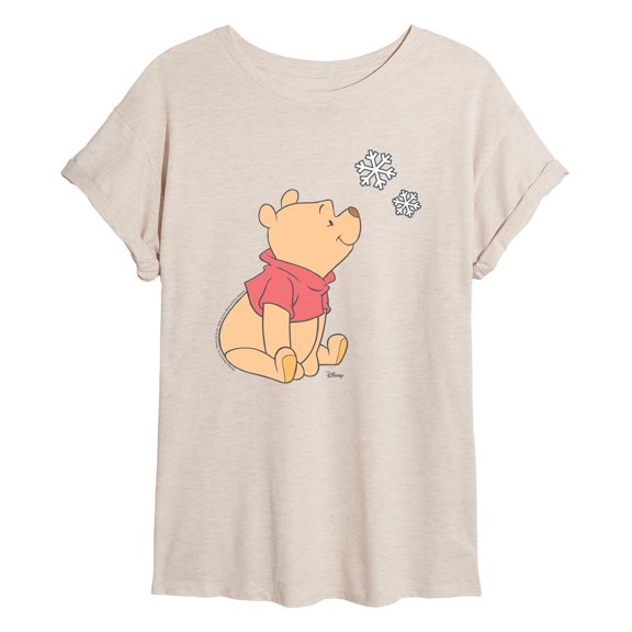 Winnie the Pooh - Snowflakes - Juniors Oversized Graphic T-Shirt