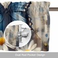 thumbnail image 6 of Spring Idyllic Wood Grain Valance Curtain White Daisy Blue Butterfly Window Valances Rod Pocket Short Curtains Window Treatments for Kitchen Bedroom Bathroom Laundry 60" x 18", 6 of 9