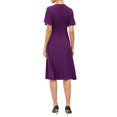 thumbnail image 3 of INSPIRE CHIC Work Dress for Women A-Line Short Sleeve Business Elegant Midi Dresses XL Purple, 3 of 5