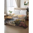 thumbnail image 2 of Autumn Forest Deer Twim Size Flat Sheet, Wrinkleproof & Fadeproof Cooling Flat Bed Sheet Only, Elk River Mountain Breathable Soft Bedding Top Sheets 66 x 96 Inches, 2 of 8