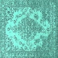 thumbnail image 1 of Ahgly Company Machine Washable Indoor Square Oriental Turquoise Blue Industrial Area Rugs, 5' Square, 1 of 4