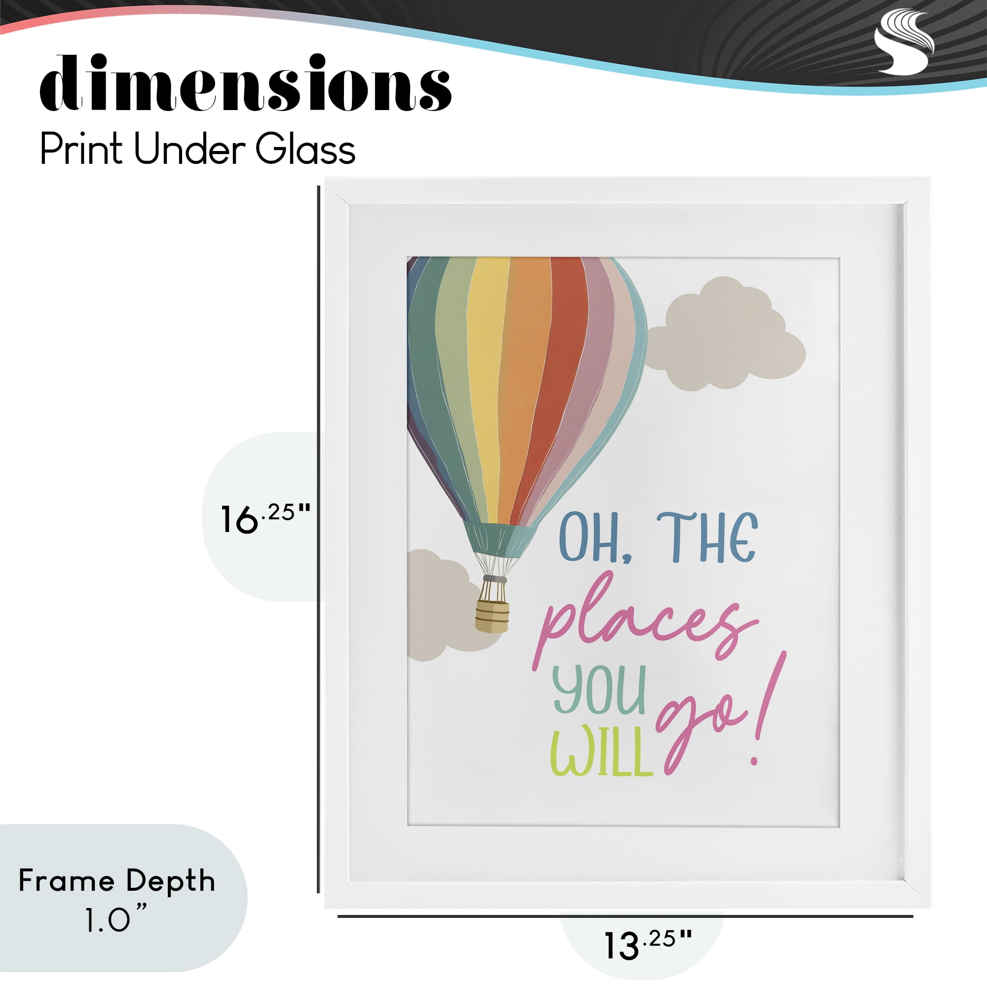 Stupell Industries The Places You Will Go White Framed Print Under Glass, design by Christine Simpson Art