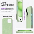 thumbnail image 5 of Compatible with iPhone 15 Plus Case 6.7", Slim Liquid Silicone 3 Layers Full Covered Soft Gel Rubber Cover Protective Phone Case with Anti-Scratch Microfiber Lining-Matcha, 5 of 15