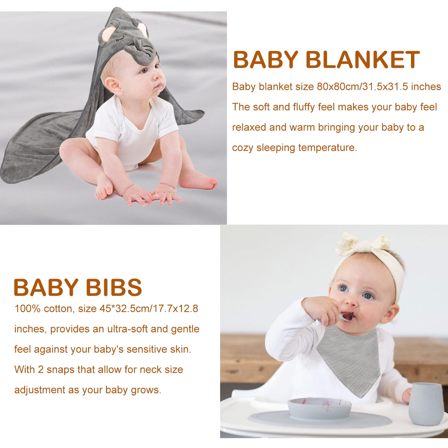 Nbpower 9Pcs Baby Shower Gifts for Boys Girls, Woven Baby Gift Basket Includes Baby Onesie Blanket Bibs Socks Rattle Rabbit Doll Milestone Greeting Card, Unique Baby Gift Set Essentials for Newborn
