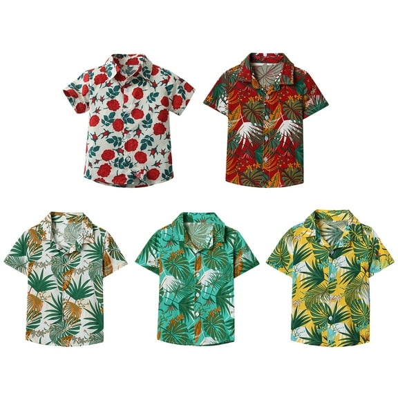 GYRATEDREAM 0-8T Infant Toddler Boys Hawaiian Shirt Button Down Shirt Short Sleeve Shirt for Kids Summer Beach Holiday
