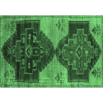 Ahgly Company Indoor Rectangle Persian Emerald Green Traditional Area Rugs, 5' x 7'