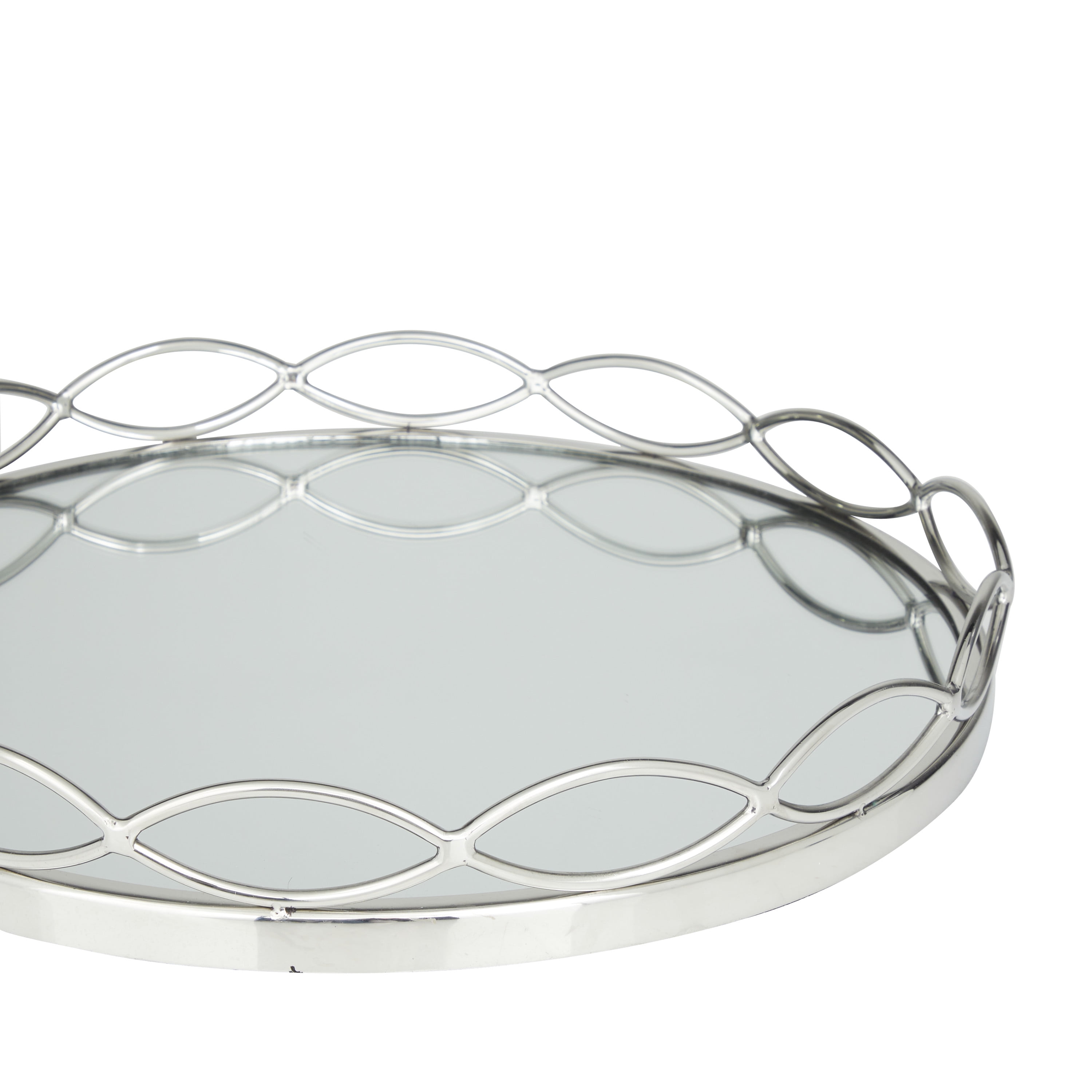 DecMode 18", 14"W Silver Stainless Steel Mirrored Tray, 2-Pieces